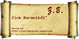Zink Bereniké névjegykártya